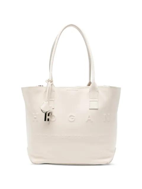 Address embossed pendant tote bag by HOGAN