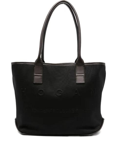 Script Shopping leather-trimmed tote bag by HOGAN
