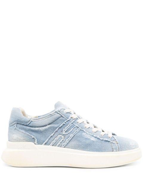 distressed denim sneakers by HOGAN