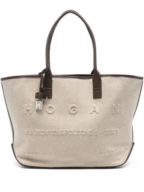embossed-logo padlock tote bag by HOGAN