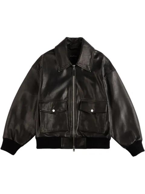 leather aviator jacket by HOGAN