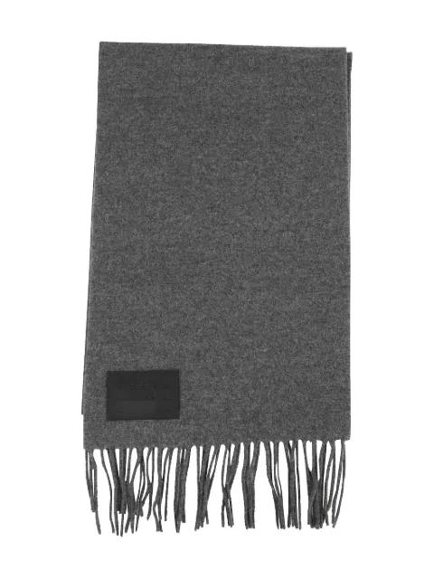 leather-plaque fringed scarf by HOGAN