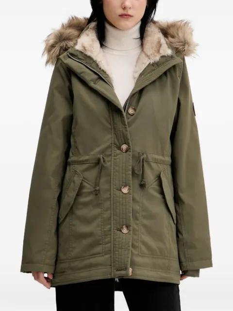 faux-fur trim hoodied coat by HOLLISTER