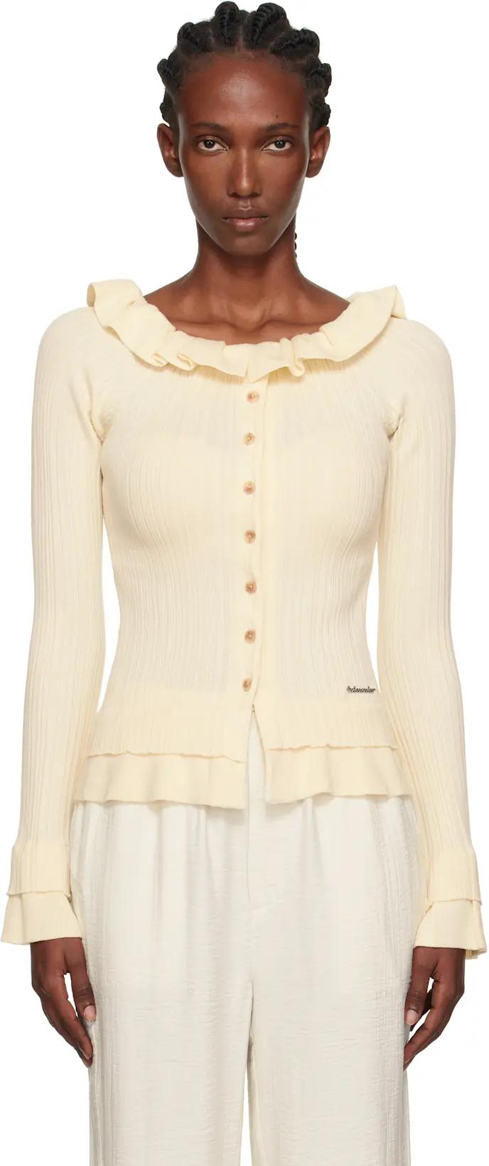 Beige Ripple Cardigan by HOLZWEILER