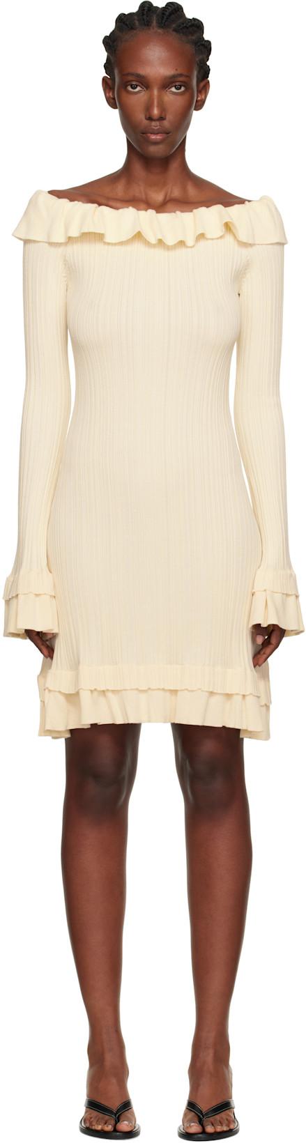 Beige Ripple Minidress by HOLZWEILER