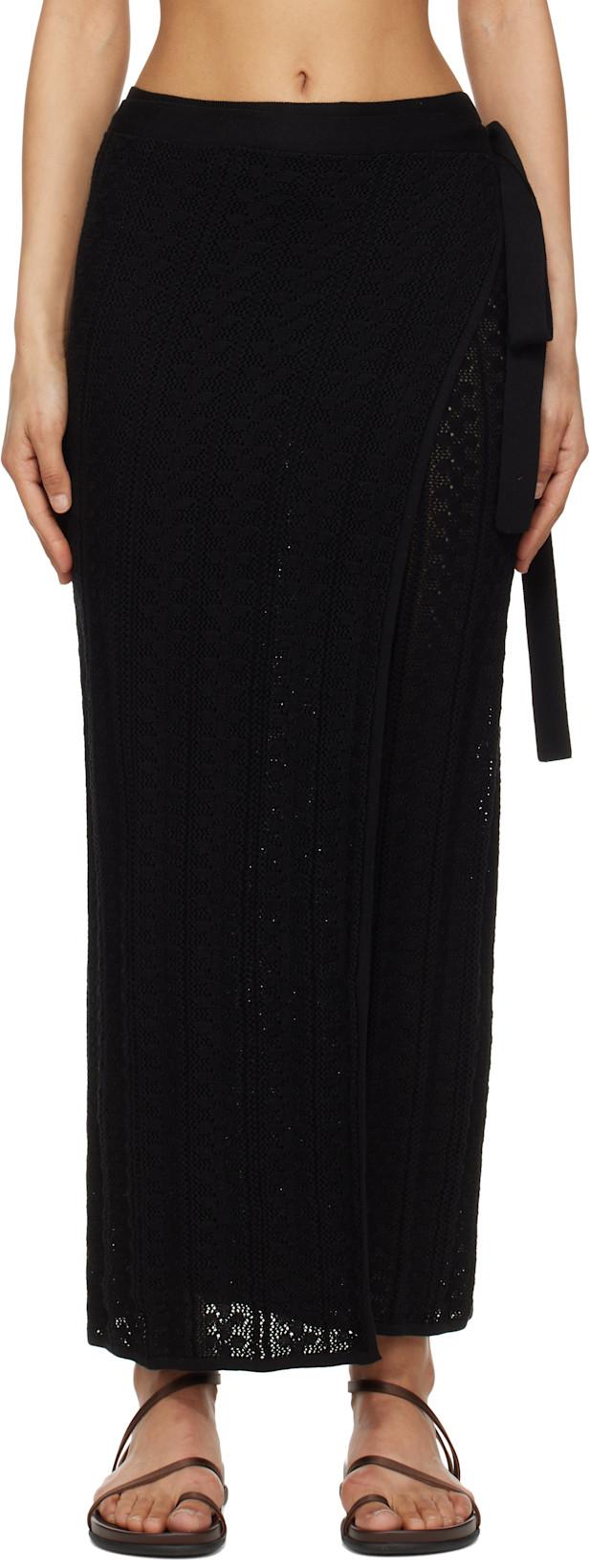 Black Kelp Crochet Maxi Skirt by HOLZWEILER