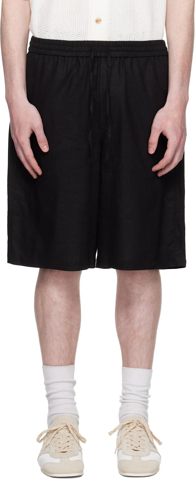 Black Lian Linen Shorts by HOLZWEILER