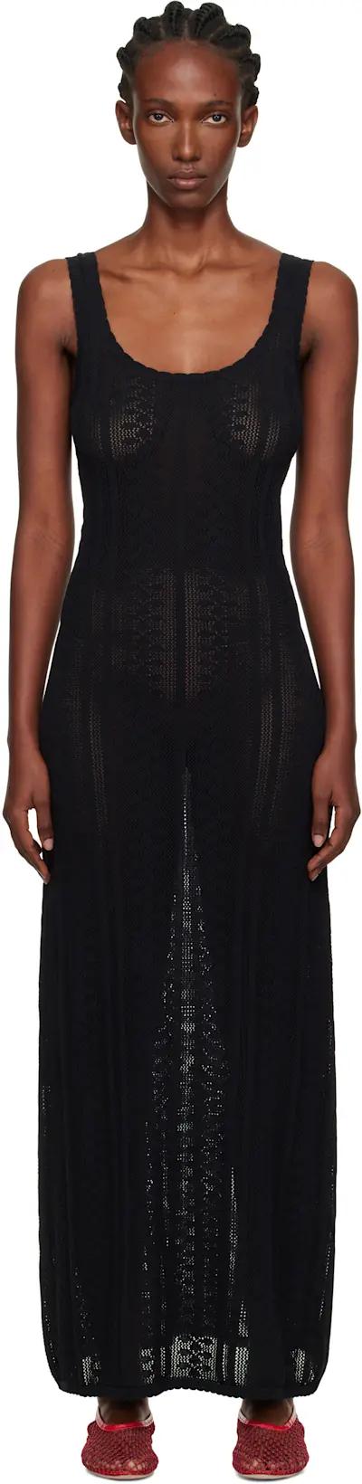 Black Tine Crochet Maxi Dress by HOLZWEILER