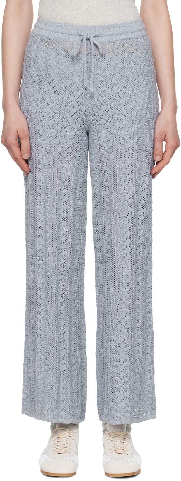 Blue Kelp Crochet Trousers by HOLZWEILER
