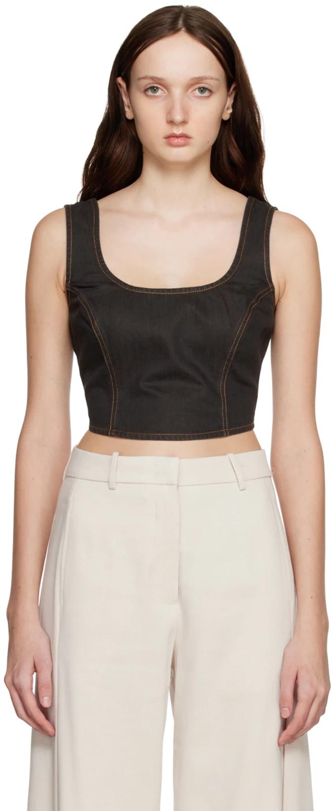 Brown Bonni Denim Tank Top by HOLZWEILER