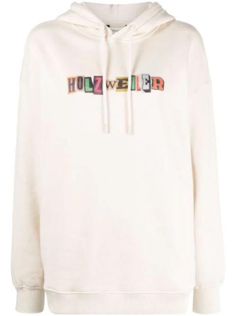 logo-print hoodie by HOLZWEILER
