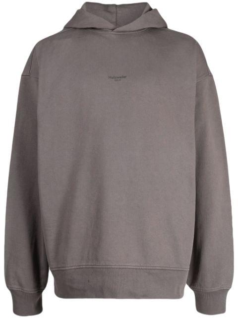 logo-print recycled cotton hoodie by HOLZWEILER