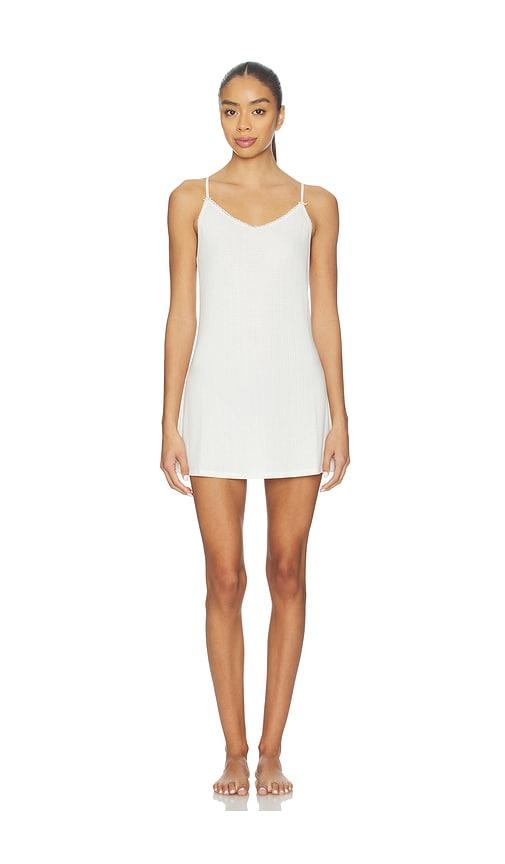 homebodii Pointelle Slip Dress in White by HOMEBODII