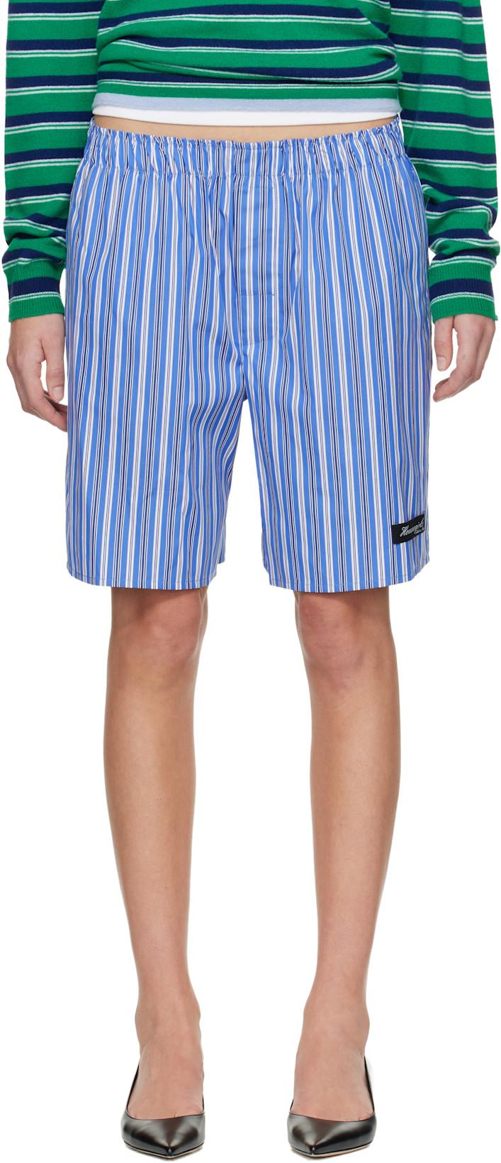 Blue Long Boxer Shorts by HOMMEGIRLS
