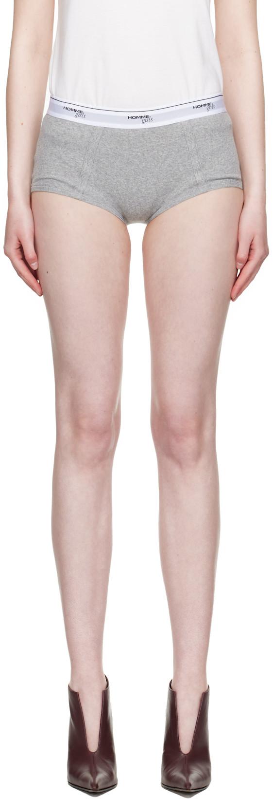 Gray Ribbed Jersey Boy Briefs by HOMMEGIRLS