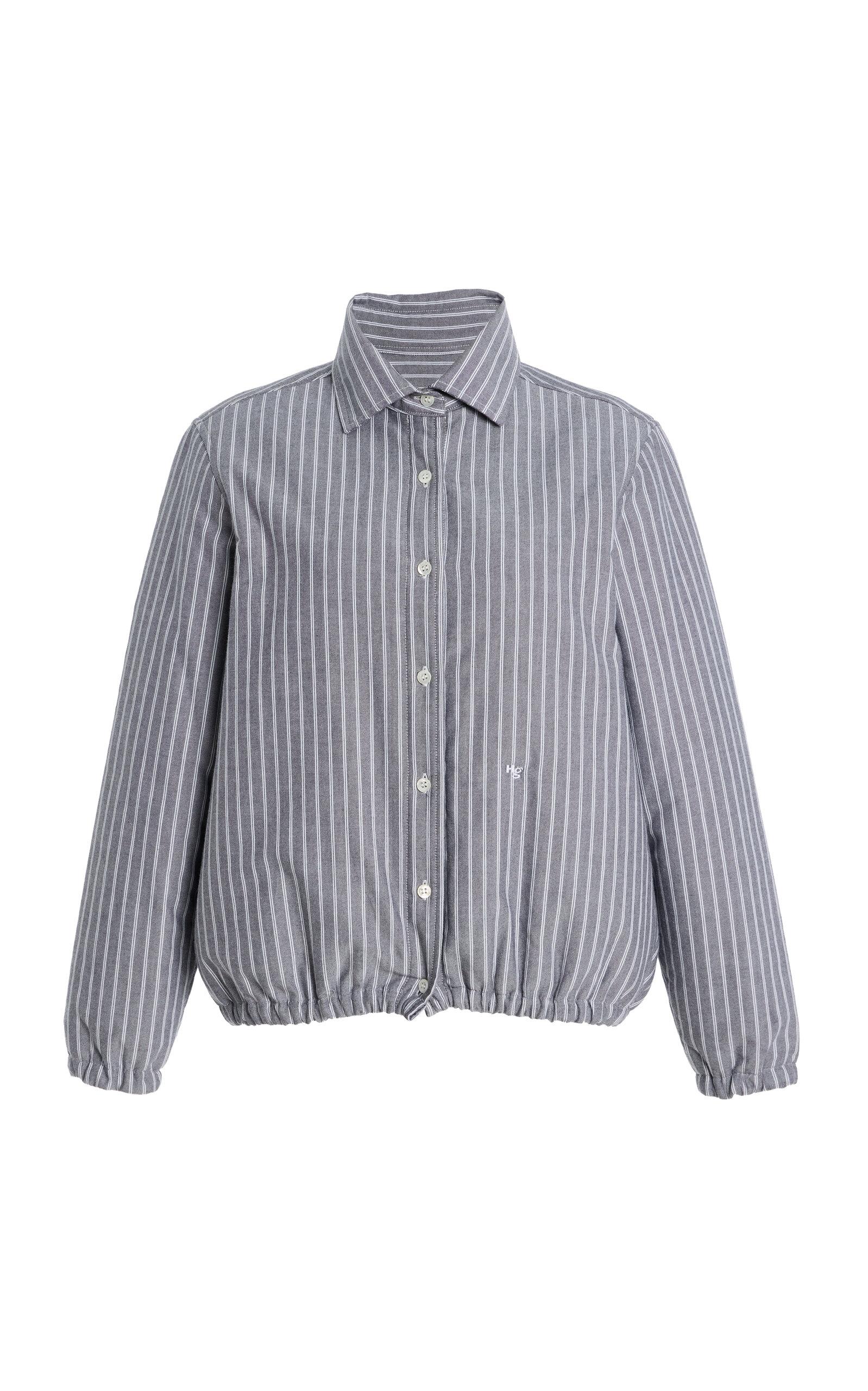 HOMMEGIRLS Striped Cotton Oxford Bomber Jacket -oda Operandi by HOMMEGIRLS