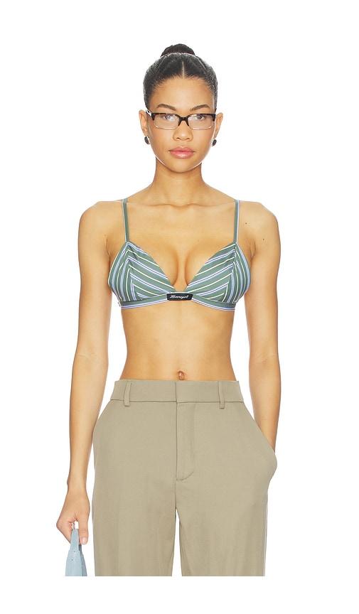 HOMMEgirls Shirting Bralette in Green,Blue by HOMMEGIRLS