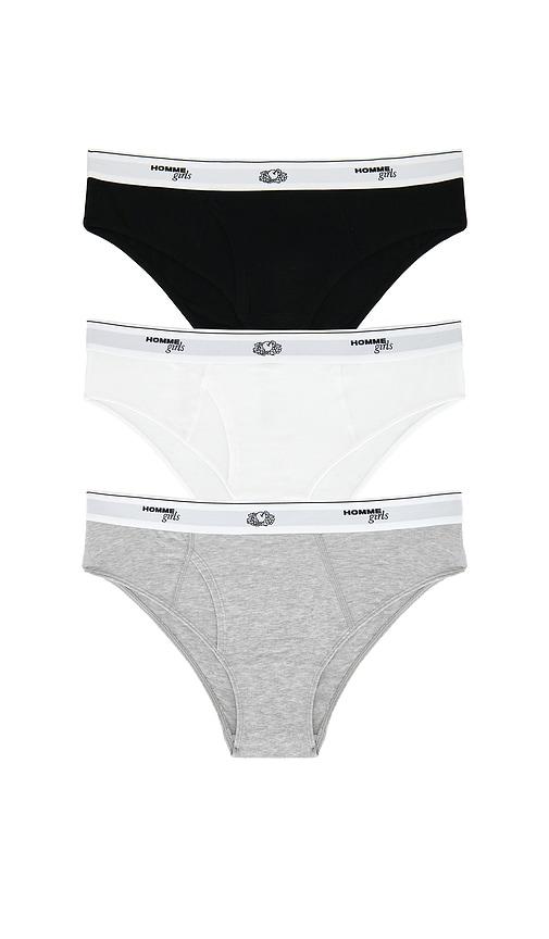 HOMMEgirls X Fruit Of The Loom Bikini Brief 3-pack in Black,White by HOMMEGIRLS