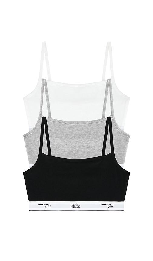 HOMMEgirls X Fruit Of The Loom Cami Bralette 3-pack in Black,White by HOMMEGIRLS