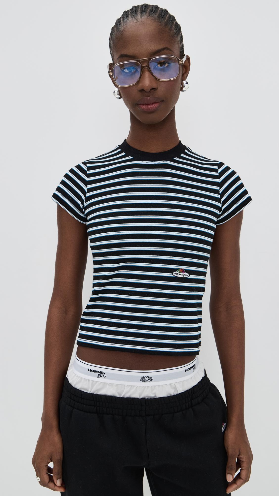 Homme Girls x Fruit of the Loom Striped Baby Tee by HOMMEGIRLS