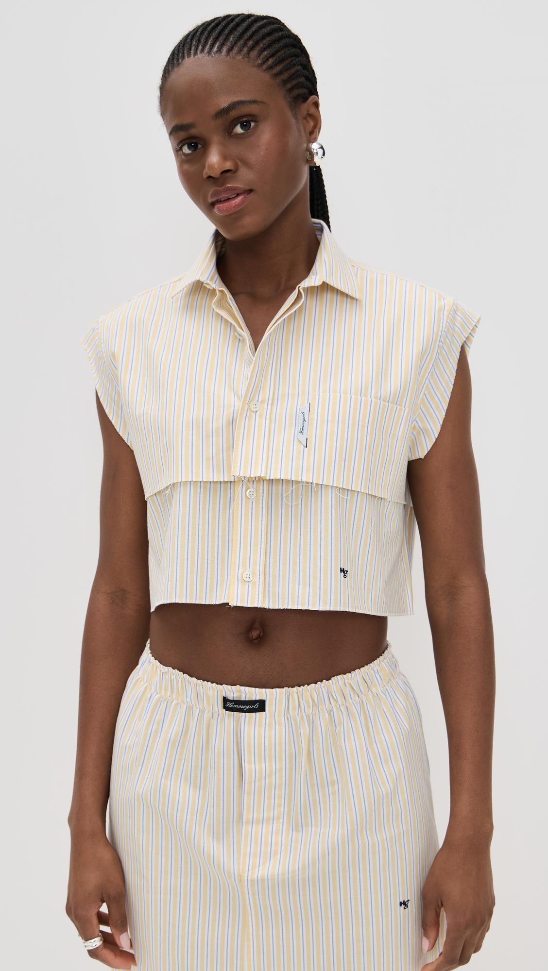 Sleeveless Layered Cropped Shirt by HOMMEGIRLS