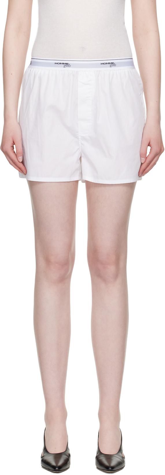 White Boxer Shorts by HOMMEGIRLS