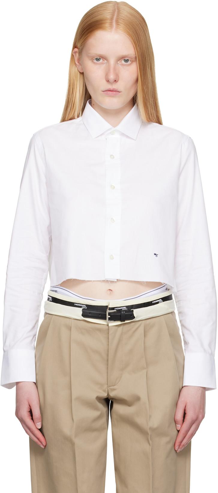 White Cropped Shirt by HOMMEGIRLS