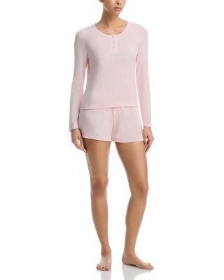 Blissful Long Sleeve Henley Shortie Pajama Set by HONEYDEW