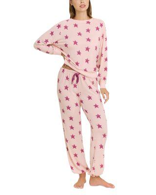 Star Seeker Lounge Set in Soft Pink Stars by HONEYDEW