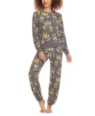 Women's Printed Brushed Jersey Lounge Set by HONEYDEW