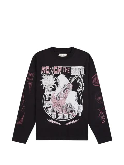 Night Skate long-sleeve graphic-print T-shirt by HONOR THE GIFT