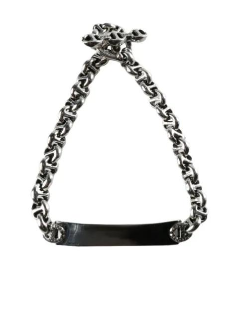 silver chain id-plate bracelet by HOORSENBUHS