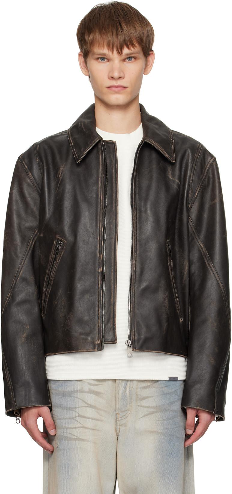 Brown Void Leather Jacket by HOPE Brown Void Leather Jacket by HOPE