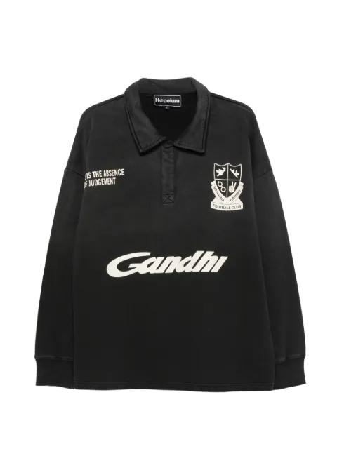 logo-print polo-collar sweater by HOPEIUM