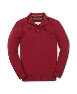 Boys' Organic Long Sleeve Mock Neck Sweater with Cable Yoke - Little Kid by HOPE&HENRY