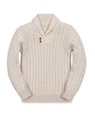 Boys' Organic Shawl Collar Cable Sweater with Elbow Patches - Little Kid by HOPE&HENRY