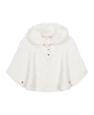 Girls' Organic Cable Sweater Cape with Faux Fur - Little Kid by HOPE&HENRY