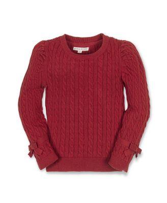 Girls' Organic Long Puff Sleeve Sweater with Bow Detail - Little Kid by HOPE&HENRY