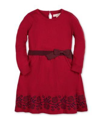 Girls' Organic Long Sleeve Skater Sweater Dress with Bow - Little Kid by HOPE&HENRY