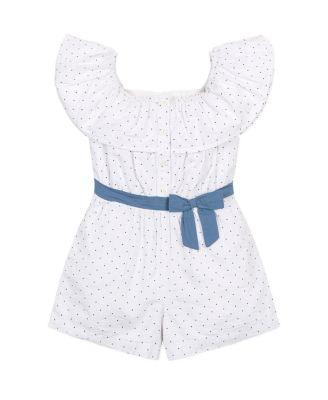 Girls' Organic Ruffle Collar Button Front Seersucker Romper - Little Kid by HOPE&HENRY