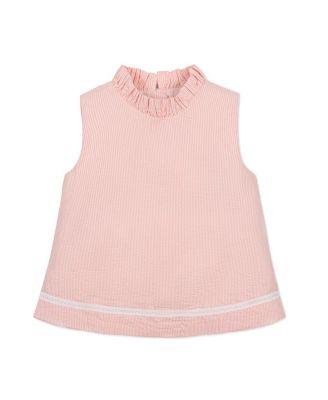 Girls' Organic Ruffle Neck Seersucker Top - Little Kid by HOPE&HENRY