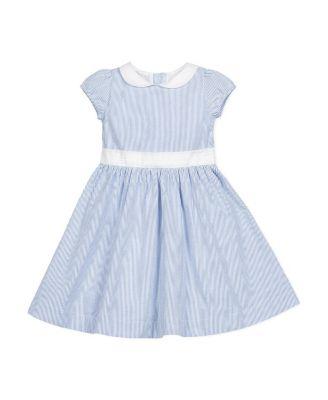 Girls' Organic Short Sleeve Seersucker Dress with Peter Pan Collar - Baby by HOPE&HENRY