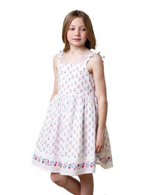 Girls' Organic Sleeveless Bow Strap Border Hem Sundress - Little Kid by HOPE&HENRY