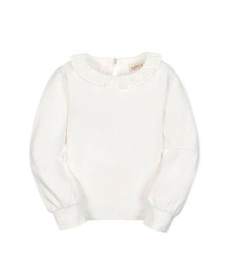 Little and Big Girls' Organic Long Sleeve Ruffle Collar Knit Top by HOPE&HENRY