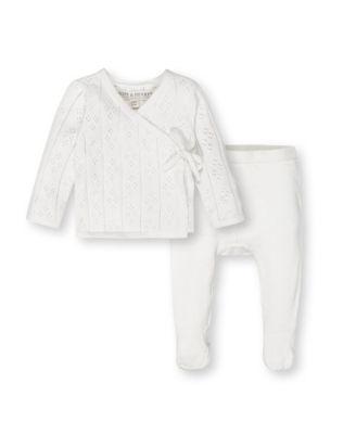 Unisex Organic Long Sleeve Pointelle Wrap Sweater & Footed Legging Set - Baby by HOPE&HENRY