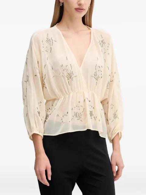 embellished-detail V-neck top by HOSS INTROPIA