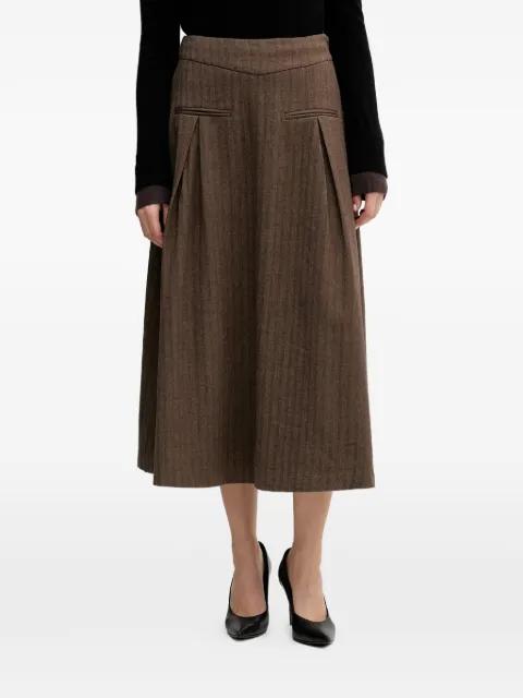 herringbone-pattern pleat midi skirt by HOSS INTROPIA