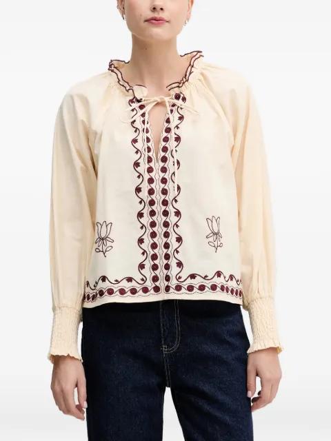 ruffled embroidered top by HOSS INTROPIA