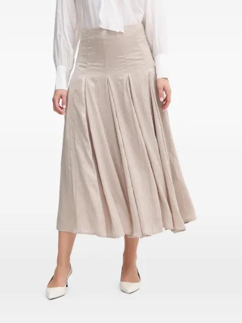 textured pleated midi skirt by HOSS INTROPIA