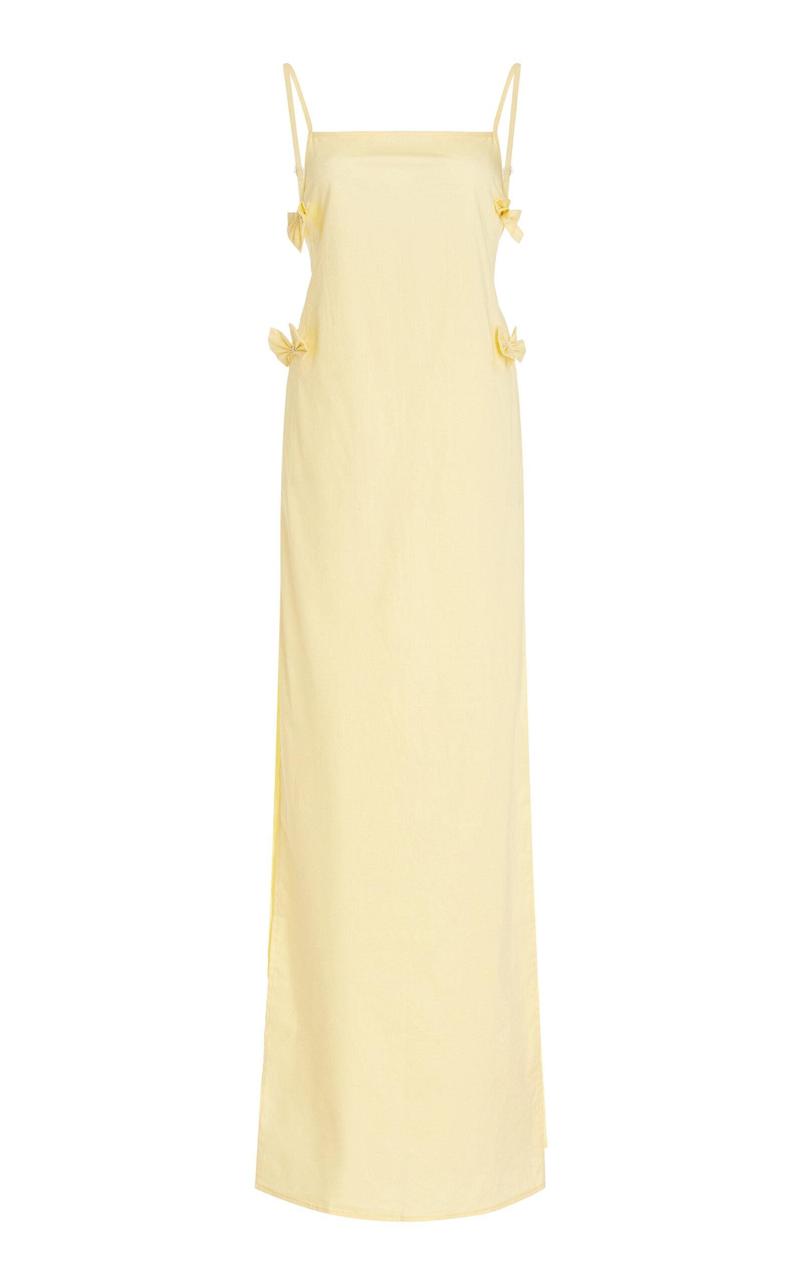House of Aama - Exclusive Bow-Detailed Cotton-Blend Maxi Dress - Yellow - US 10 - Moda Operandi by HOUSE OF AAMA